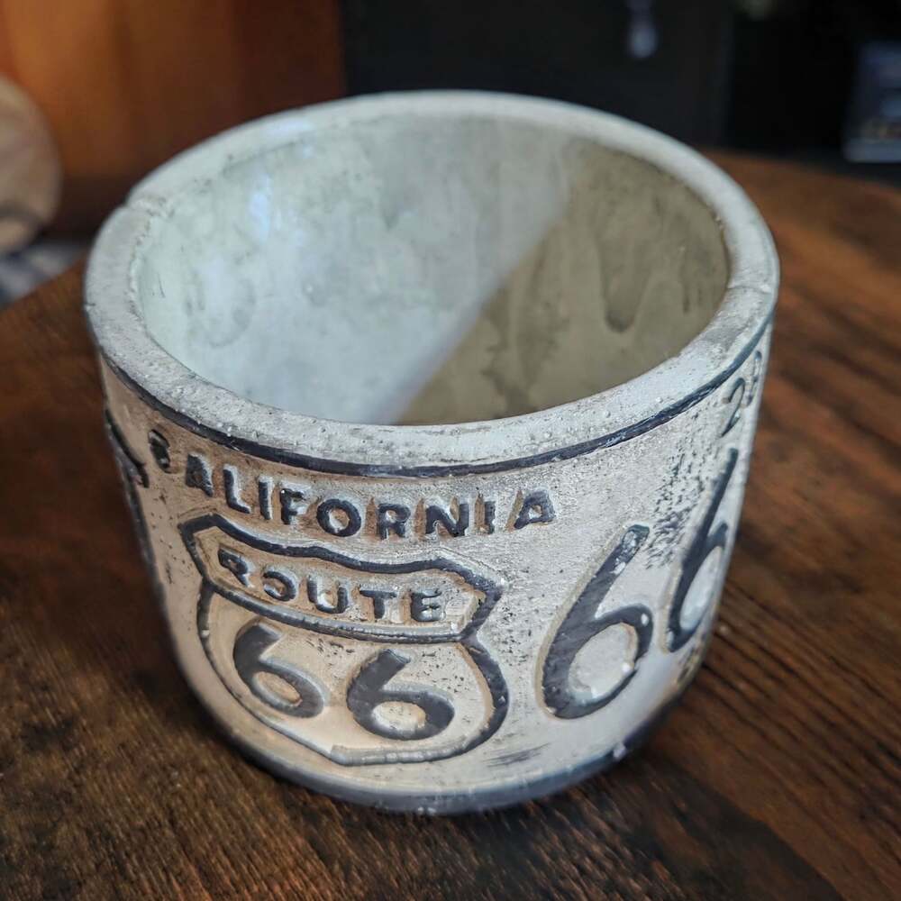 Set of 2 Vintage California Route 66 Decorative Ceramic Planters or Candle Holde